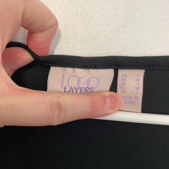 LOGO BY LORI GOLDSTEIN Layers Tank Top with Broomstick Hem Black Polka Dot Mesh - Picture 4 of 16